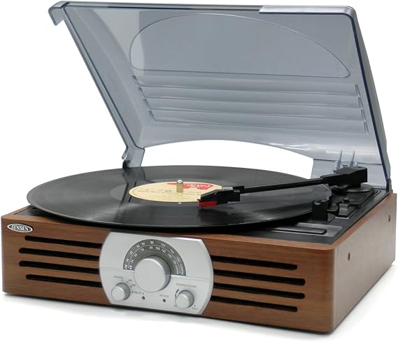 Jensen JTA-222 3-Speed Turntable, case