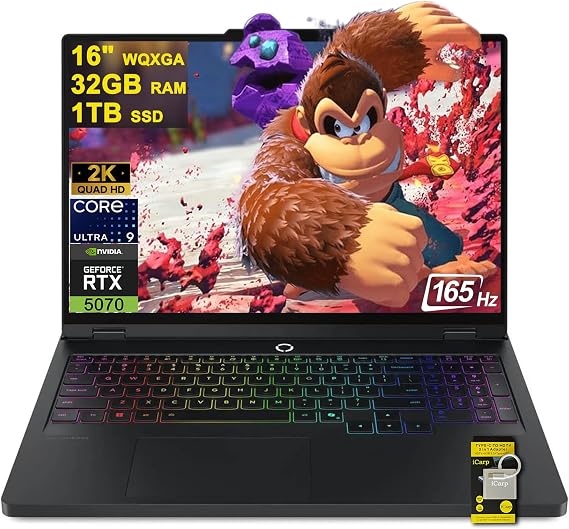 Lenovo Legion Pro 5 Gaming AI Laptop 16" WQXGA 2560x1600 OLED 165Hz Intel 24-core Ultra 9 275HX 32GB RAM 1TB SSD GeForce RTX 5070 DLSS4 (Up to 798 AI Tops) RGB Backlit Harman Wi-Fi7 Win11 ICP Hub