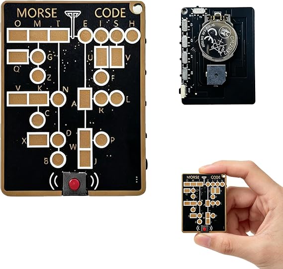 Morse Code Trainer Card,Telegraph Practice & Encryption Training,With Interactive Leds & Signal Buttons,Portable Practice Tool for Radio Beginner Educational Learning