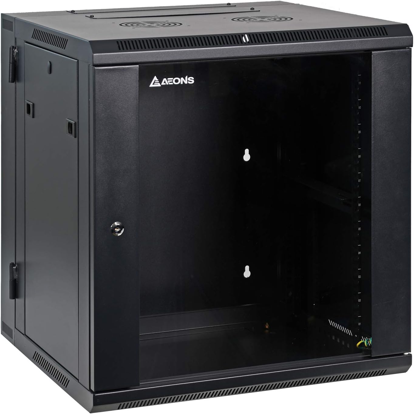 AEONS 6U Professional Wall Mount IT Cabinet Enclosure Double Section Hinged Swing Out 19-Inch Server Network Rack with Vented Door 22-Inches Deep Black (Fully Assembled)