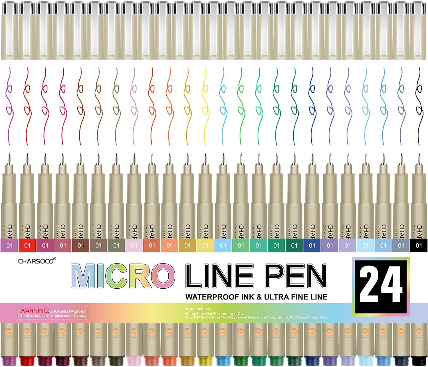 Micro Pen, Fine Point Pen with 24 Colors, Waterproof Archival Ink, 0.25mm Fineliner Ink Pens for Artist Illustration, Sketching, Anime, Manga, Technical Drawing and Scrapbooking