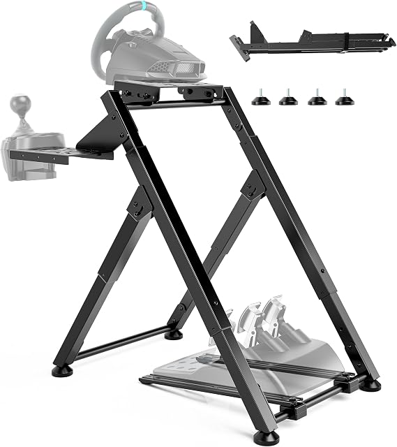 ARES WING Foldable Racing Wheel Stand with Wheel, Shifter & Pedal Mount