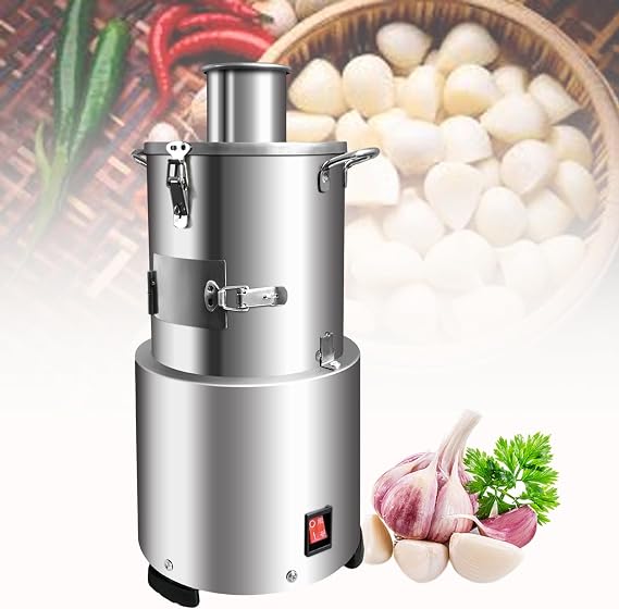 Automatic Garlic Peel Machine, 200W Commercial Garlic Peeling Machine 25KG/H Electric Stainless Steel Automatic Powerful Electric Garlic Peeler for Restaurants Barbecue Shops Canteen