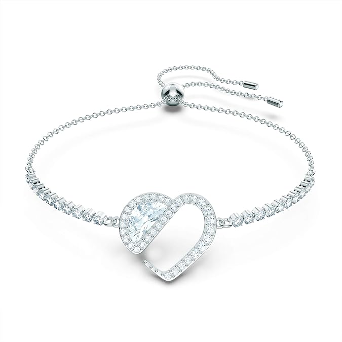 Swarovski Hear Heart Necklace, Earrings, and Bracelet Crystal Jewelry Collection, Clear Crystals