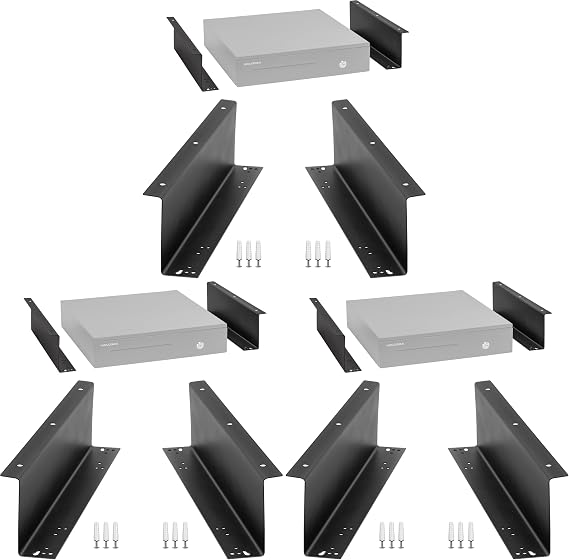 Volcora Cash Drawer Under Counter Mounting Metal Bracket - Black Heavy Duty Steel Mounting Brackets for Under Desk Installation - Under Cabinet Bracket Compatible with Most Cash Registers (Pack of 3)