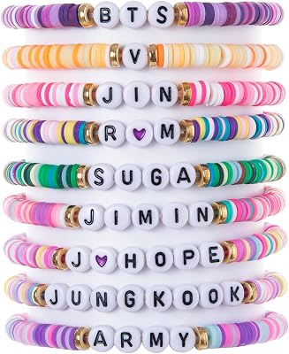 BTS Bracelets BTS Merchandise Friendship Bracelets Beaded Bracelet for Women Summer Beach Clay Strech KPOP Merch Party Favor Jewelry