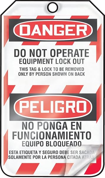 AccuformNMC Lockout Tags,Pack of 5,Bilingual Danger Do Not Operation