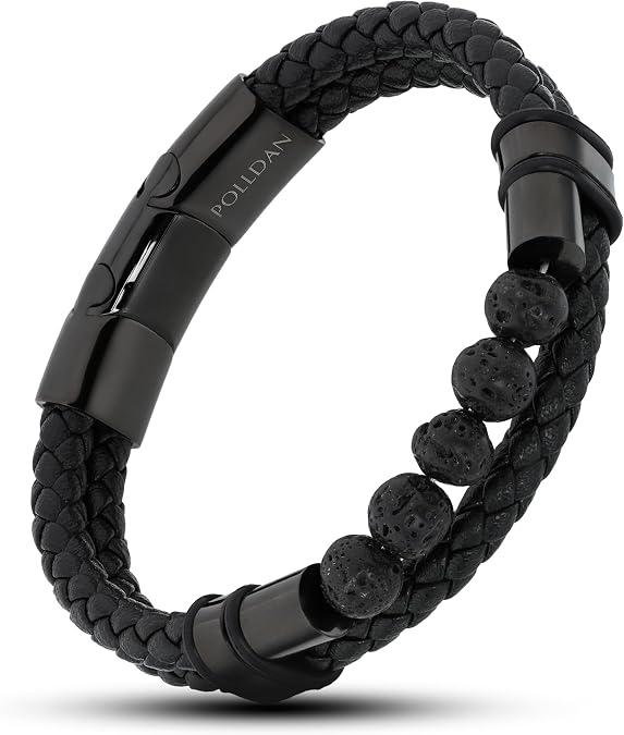 Mens Leather Bracelet | Stylish Braided Wristband with Magnetic Clasp | Unique Gifts for Men, Dad, and Boyfriend | Casual Stainless Steel Jewelry | Pulseras para Hombres