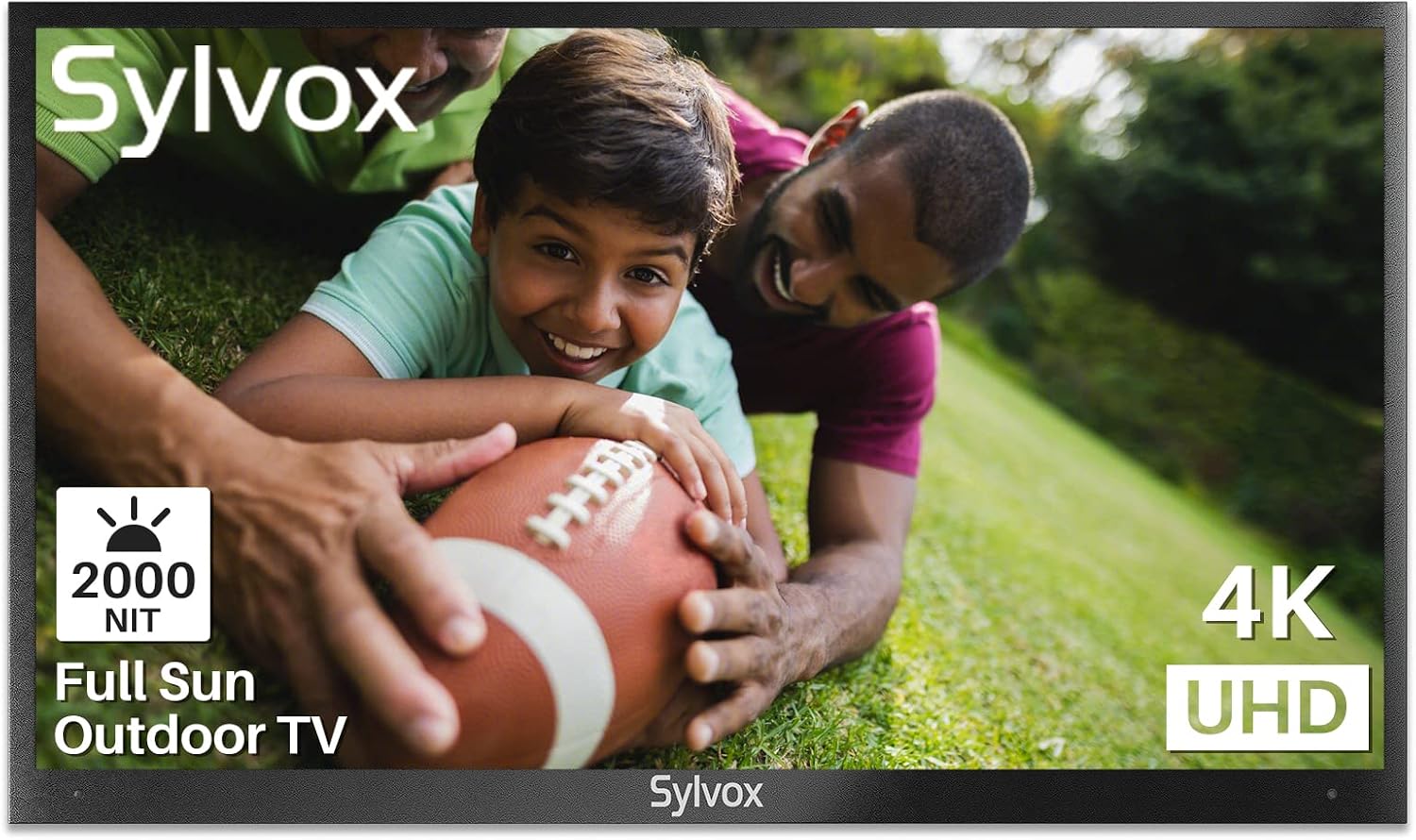 SYLVOX 43 inch Outdoor Smart TV, Waterproof 4K UHD High Brightness LED TV with Double Speaker Supports Wireless Connection & Wi-Fi, Suitable for Partial Sunlight Area(Deck Series),Grey