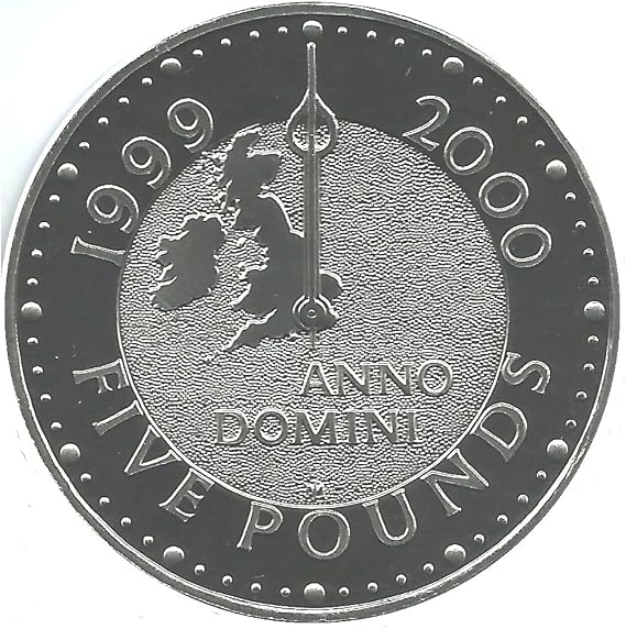 2000 UK - Millennium Anno Domini BU £5 Five Pound Proof Coin in with Capsule Coin Holder