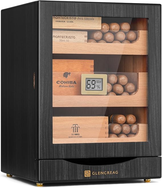 GLENCREAG Cigar Humidor Cabinet, 150 Count, Spanish Cedar