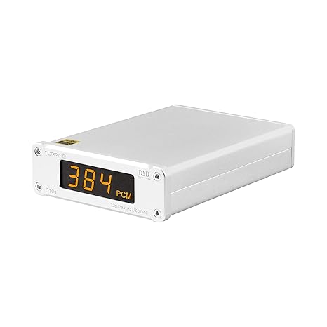 TOPPING D10s DAC MINI USB DAC XMOS XU208 ES9038Q2M DSD256 PCM 384kHz Hi-Res Audio Desktop Audio Decoder (Silver)