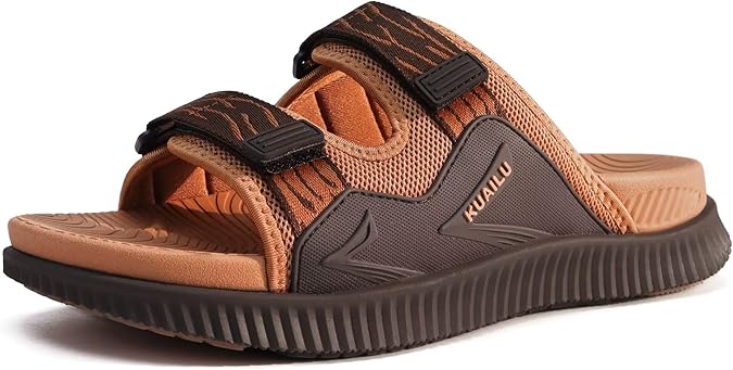 KuaiLu Mens Orthotic Sandals Arch Support Cushion Recovery Walking Slides