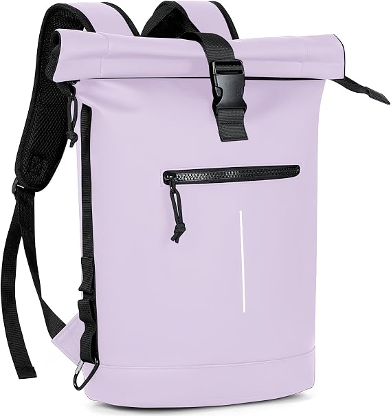 Lekeinchi 17-Inch Waterproof Laptop Backpack for Men and Women - Roll Top Design for School, Travel, Business, Work, and Camping(Purple)