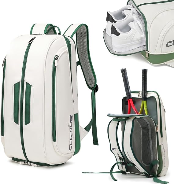 Tennis Racket Bag Pickleball Padel Backpack With Shoe Compartment, Laptop Sleeve,Fence Hook,Ball Sleeve