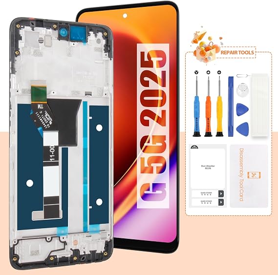 Screen For Motorola Moto G 5G 2025 Screen Replacement For Moto G 5G 2025 LCD Screen XT2513V,XT2513-1,XT2513-2 Touch Display Digitizer Assembly Repair Parts(Black With Frame)