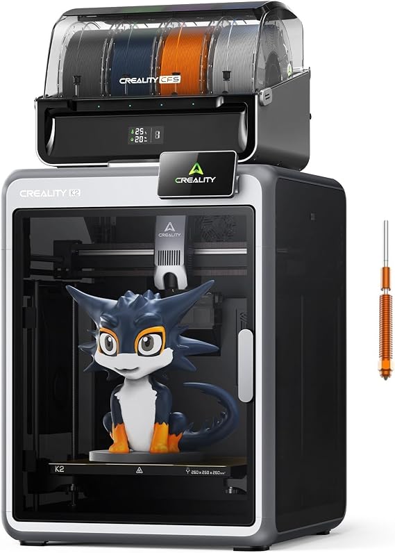 Creality K2 Combo (A) 3D Printer, Multicolor Printing with CFS, Max 600mm/s Printing Speed, Smart Auto Leveling & Al Camera, Build Volume 260 * 260 * 260mm, Next-Gen Direct Drive Extruder