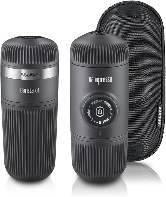 WACACO Nanopresso Barista Kit Bundle - Portable Espresso Maker with Protective Case & Double Shot Accessories