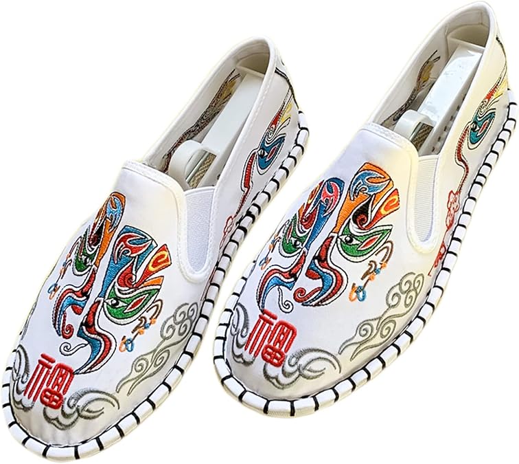 Embroidered Tai Chi Kung Fu Shoes, 12 Styles, Unisex Canvas Martial Arts Flats, Traditional Chinese Slip-On Sneakers with Non-Slip Sole for Men and Women