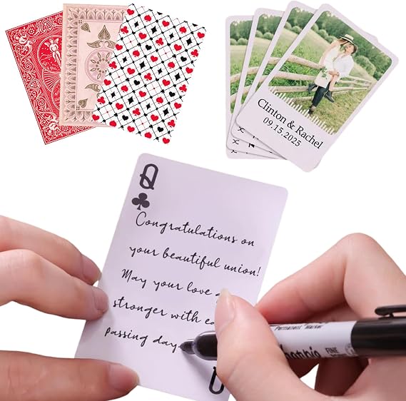 Custom Writeable Playing Cards - Personalized Playing Cards with Photo, Card Guest Book Alternative, for Parties, Weddings,and More