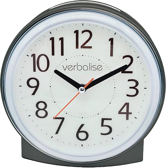 Analogue Talking Clock with 2 Daily Alarms, Speaks Time and Date. Black VTC-10BK