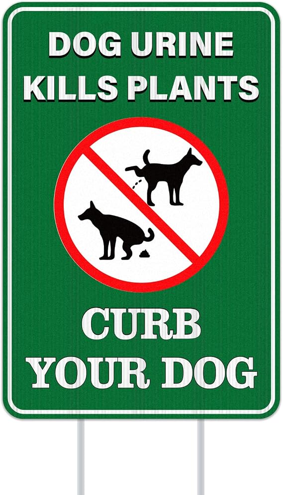 FLYAB No Poop Dog Sign for Yard 8"x12" Curb Your Dog Yard Sign Keep Off The Grass Yard Sign with Stakes Waterproof Dog Poop Pick Up Sign for Lawn Outdoor