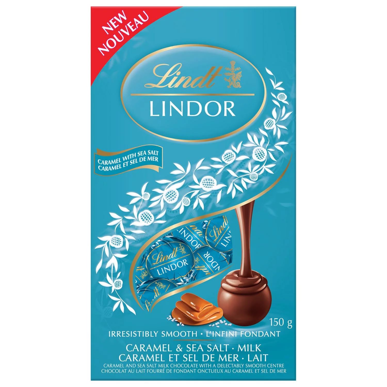 Lindor Milk Caramel Sea Salt Chocolate Truffles, 150g5.2oz Shipped from Canada
