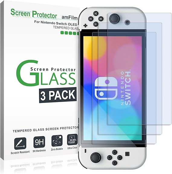 amFilm Tempered Glass Screen Protector for Nintendo Switch OLED 7.0" 2021