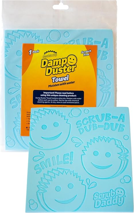 Scrub Daddy Damp Duster Towel, Multipurpose Dusters for Cleaning - Venetian & Wooden Blind Cleaner, Ridged Dusting Sponge for Vents, Radiator, Skirting Boards, Mirrors - Home Cleaning Products, Blue