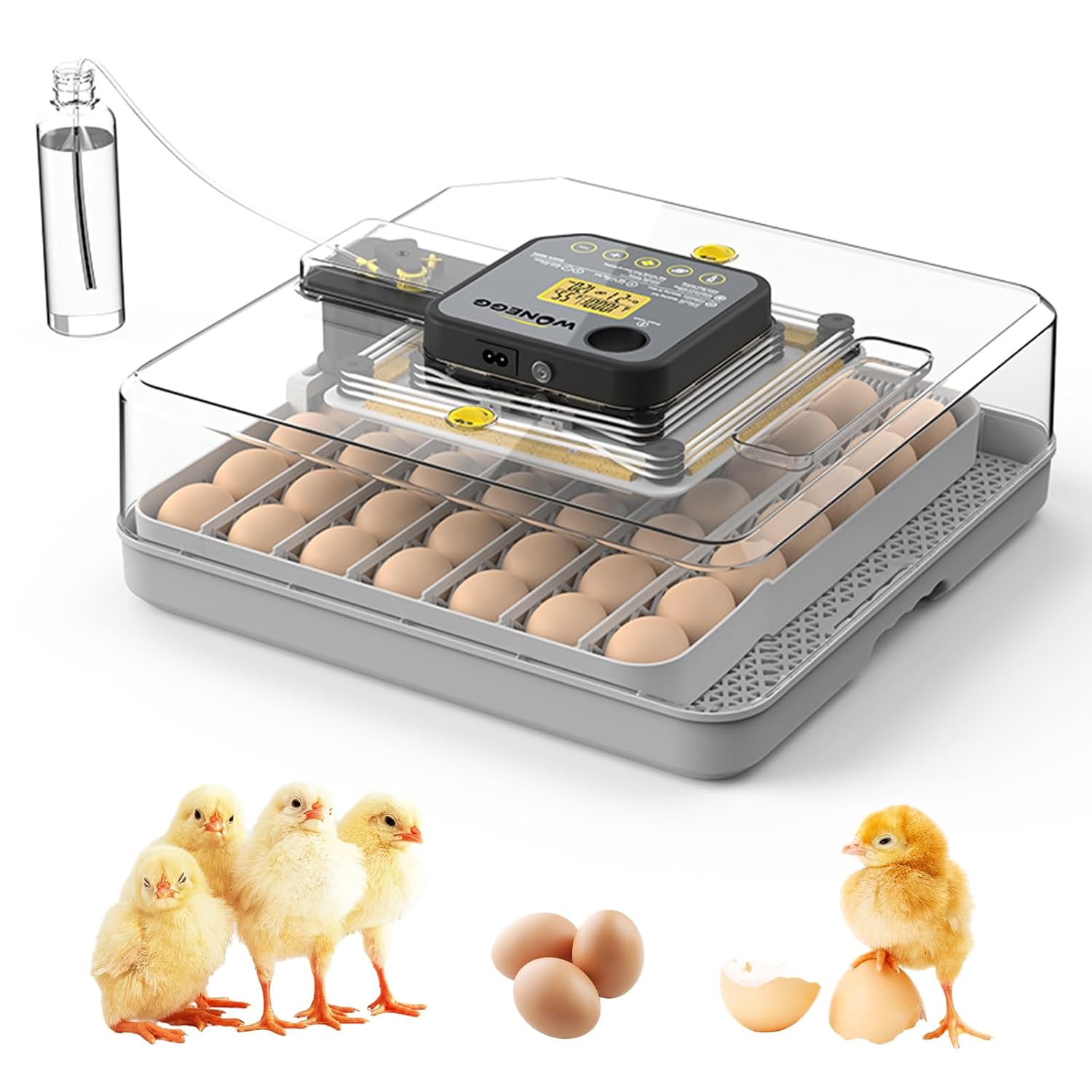 48 Egg Incubator Fully Automatic Incubator Electric Egg Brooding with Humidity &Temperature Control, Automatic Egg Turning, Egg Candler Incubator for Chicken Duck Goose & Quail