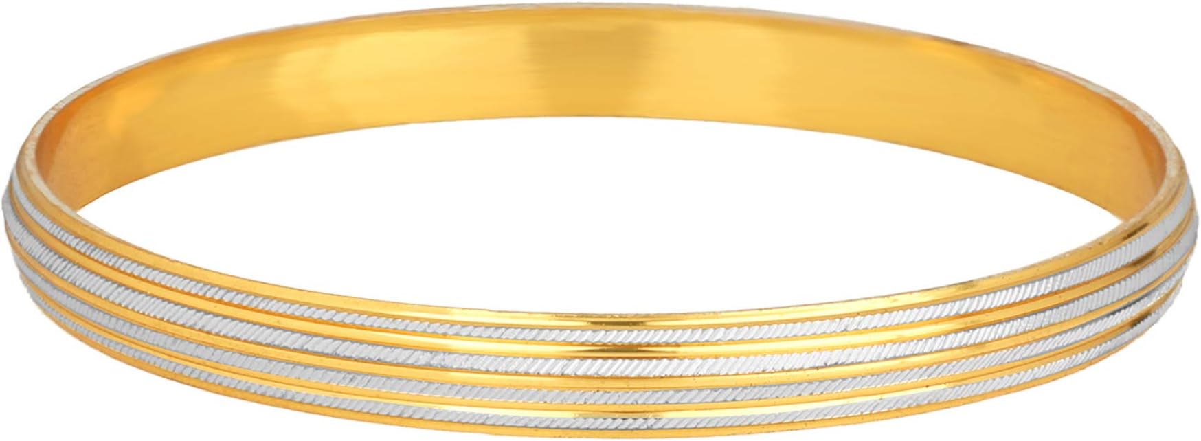 Bodha 316 Stainless Steel Two Dual Tone Designer Stylish Self Design Amritsari Gold Plated Sikh Kada for Men