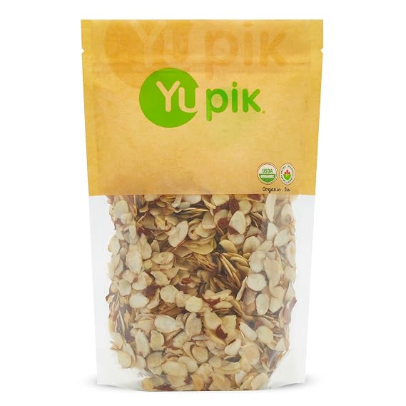 Yupik Organic Sliced European Almonds With Skins, 1 lb, Unblanched, Gluten-Free, Kosher, Raw, Good Source Of Protein, Fiber, Iron & Calcium, Low In Carb, Pack of 1