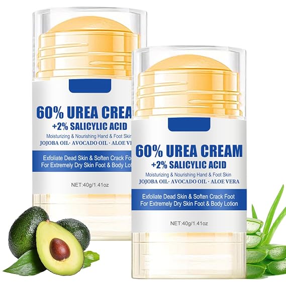 60% Urea Cream plus 2% Salicylic Acid Foot Cream for Removing Calloused Skin, Cracked Hands Elbows Feet Heels Moisturizes, Maximum Strength Skin Barrier Repair Hand Cream (Urea*2)