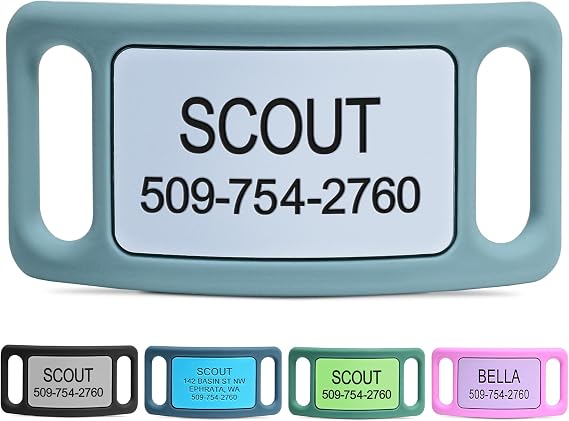 GoTags Silent Dog Tag, Personalized Engraved Silicone and Cat Pet ID Tags