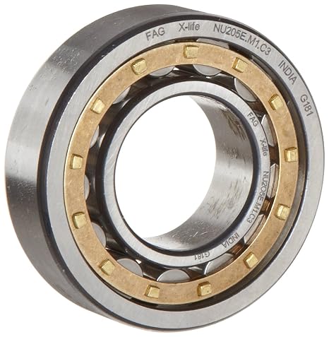 FAG NU2222E-M1-C3 Cylindrical Roller Bearing, Single Row, Straight Bore, Removable Inner Ring, High Capacity, Brass Cage, C3 Clearance, 110mm ID, 200mm OD, 53mm Width