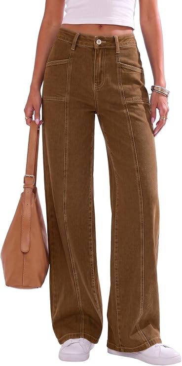 Sidefeel Women's High Waisted Jeans Loose Fit Wide Leg Denim Pants