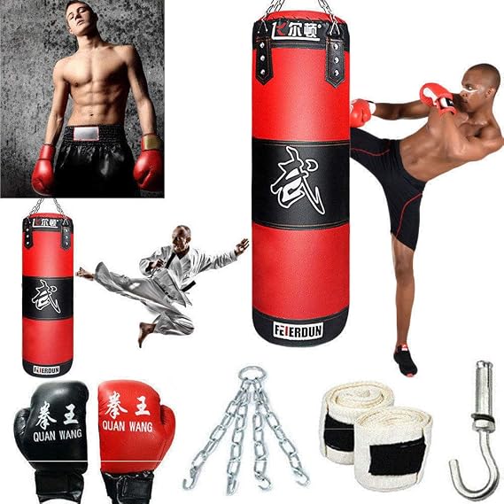 Full Heavy Boxing Punching Bag (Empty), Training Gloves Speed Set Kicking MMA Workout, Taekwondo Training Fitness Heavy Boxing Workout, Muay Thai Kick Bag, Home Gym