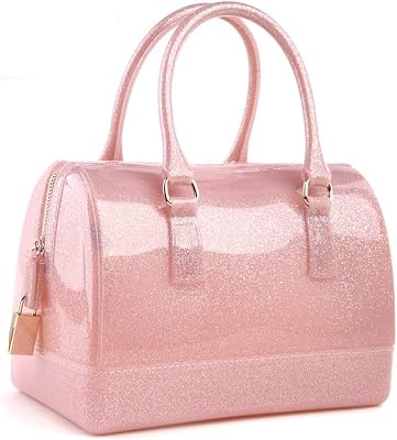 Ladies Summer Jelly Pillow-shaped Top Handle Handbag Candy Color Transparent Crystal Purse
