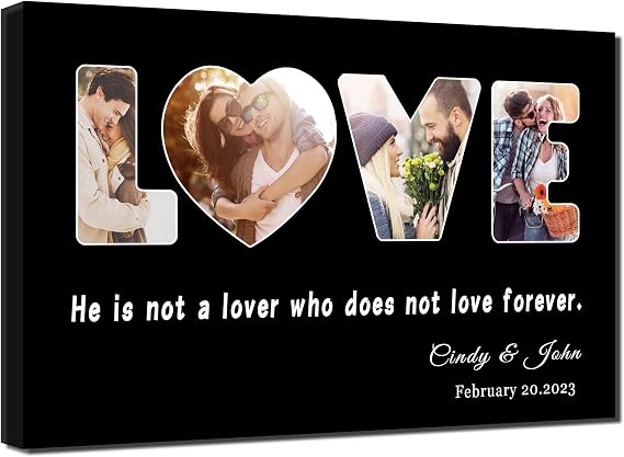 CXHOSTENT Personalized Photo Collage Print Custom Multi Photos Canvas Poster with Your Photos Customized Collage Pictures Canvas For Home Decor Framed (collage-6, 8.00" x 12.00")
