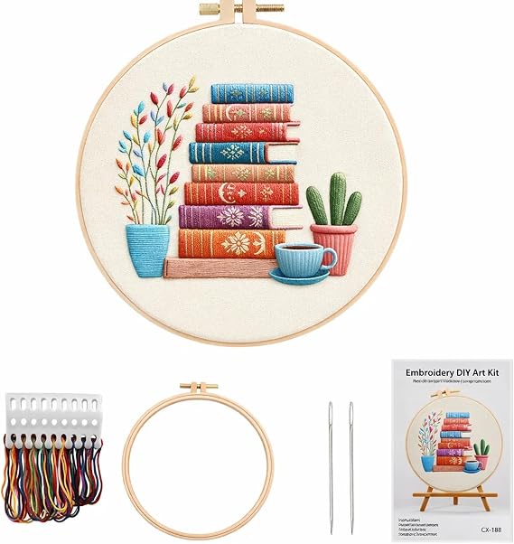 CZFSWT Embroidery Kit, Mini Embroidery Kit, Cross Stitch Kit with Instructions, 20cm Bamboo Embroidery Hoop Suitable for Handicraft Enthusiasts, DIY Gifts and Home Decor