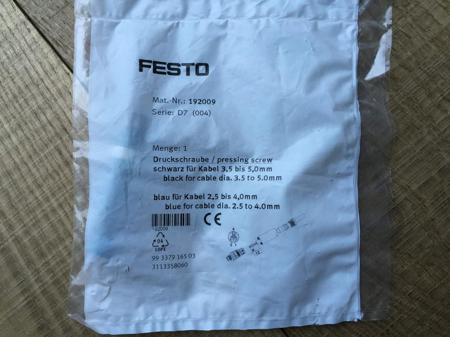 Festo 192009 SEA-3GS-M8-S Sensor Socket
