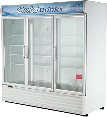 TGM72RS 72 cu. ft. Glass Door Merchandiser Refrigerator with Energy Conserving Fan Control Double Pane Glass Doors Adjustable Shelves and Hot Gas Condensate System: White