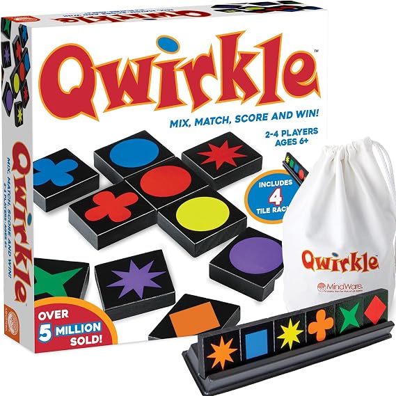 MindWare Qwirkle with Trays Strategy Board Game, 108 Wooden Tiles