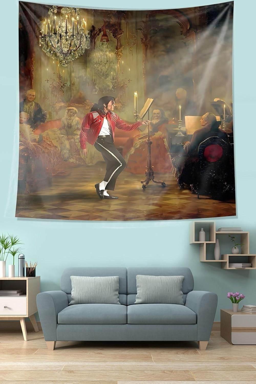 Pelangi Michael Jackson Sanatsal Leke Tutmaz Kumaş Duvar Örtüsü Duvar Halısı Tapestry PNTR551, 100 x 100
