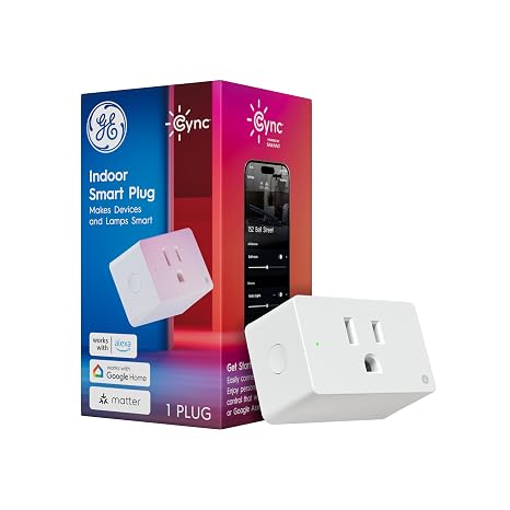 GE Cync Smart Plug, WiFi Outlet, Matter, Works Alexa & Google