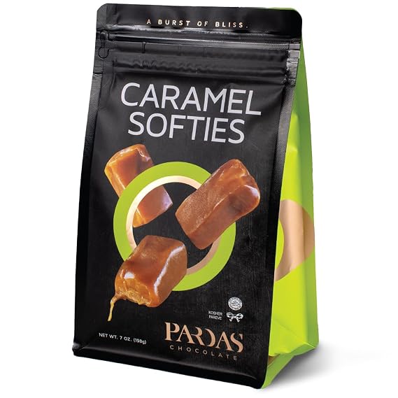 PARDAS Caramel Cream Candy, 7oz Pack of Caramels Individually Wrapped, Ideal Kosher Candy for Desserts, Parties, Lunchboxes and Holiday Celebrations, Perfect Soft Caramels for Snacking and Sharing