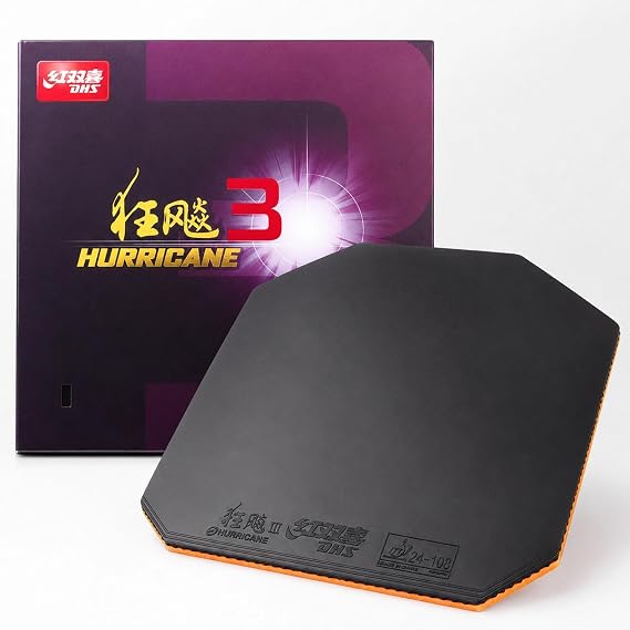 DHS Hurricane 3 Table Tennis Rubber, Tacky Inverted Ping Pong Paddle Rubber Sheet for Heavy Spin, Forehand Loop Drive, Fast Attack and Custom Racket Replacement