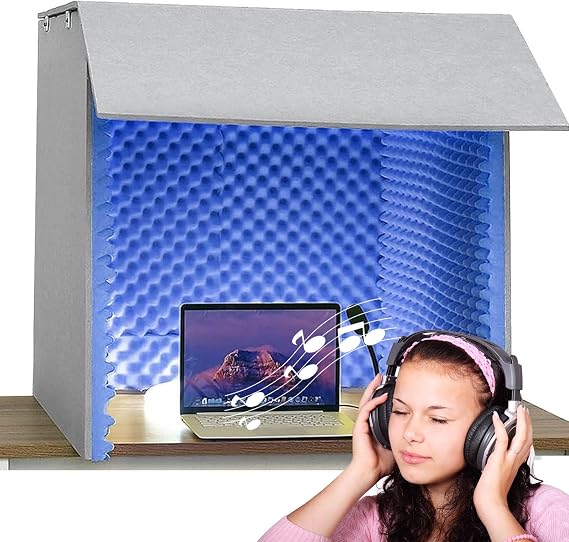 Portable Vocal Booth,isolation Booth,sound Booth Desktop Soundproof Cover Vocal Sound Absorbing Shield Reduce Noise Background Sounds, Separate Work Space For Recording Studio Quality Audio