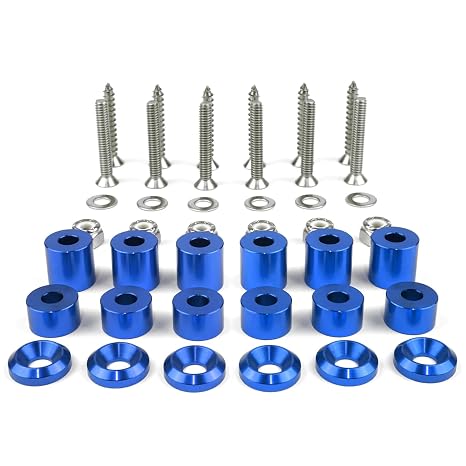 42-Piece Mounting Hardware Kit Blue Compatible with Tech Plates & MOLLE Panels, Includes Stainless Steel Screws, Aluminum Spacers & Washers