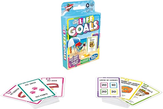 Hasbro Gaming The Game of Life Goals Card & Quick-Playing Family Game, 2-4 Players, Fun Summer Activities, Vacation Travel Essentials, Ages 8+
